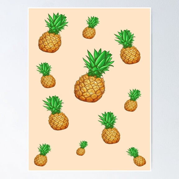 Poster Pineapple - No Framed, Vintage Wall Art, Trendy Retro Print, Positive Quote Poster, Room Decor, Wall Art, Poster Only