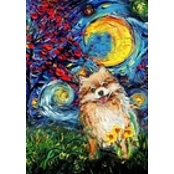 Poster Pomeranian Dog Starry Night Style Halloween Wall Art, Unframed Prints For Home Or Office, Perfect Gift For Everyone, 8x12