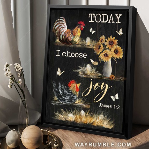 Poster Poster rooster, Sunflower vase, Black background, Today I choose joy - Jesus Portrait Poster Prints, Christian Wall Art WINXIE DECOR - 8X12, UNFRAMED