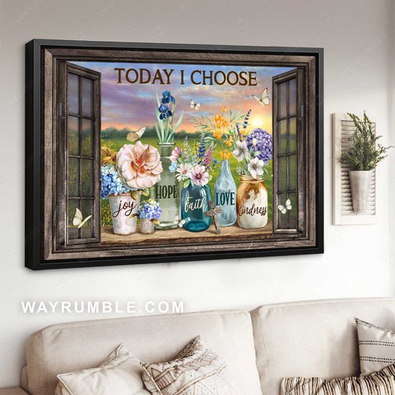 Poster Pretty sunset, Colorful flower, Lovely Today I choose joy - Jesus Poster Prints, Home Decor Wall Art WINXIE DECOR - 8X12, UNFRAMED