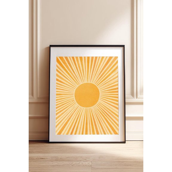 Poster Print Wall Art Minimalist Sun Rays Neutral Abstract Horizon Modern Home Decor