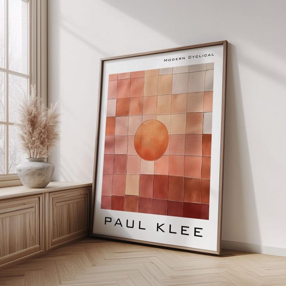 Poster Print Wall Art Modern Cyclical Abstract Terracotta Grid Mid Century Minimalist