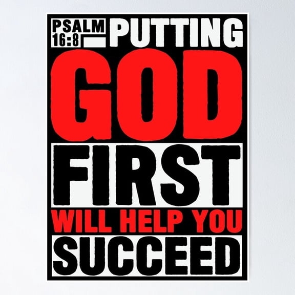 Poster Psalm Put God First Poster, UNFRAMED PAPER POSTER, Home Decor, Vintage Gift, Living Room Dercor