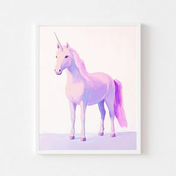Kna Prints - Purple Unicorn Painting Magical Lavender Girl'S Room Wall Art Print Whimsical Pastel Girly Preppy Fantasy Wall Art Decor For Home Office, UNFRAMED-12x18