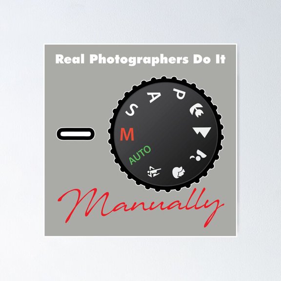 Poster Real Photographers Do It Manually - No Framed, Vintage Wall Art, Trendy Retro Print, Positive Quote Poster, Room Decor, Wall Art, 24x36