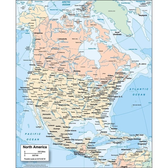Poster: Resource Map - North America Reference Wall Map