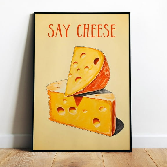 Poster Retro Cheese Poster Funny Food Print Kitchen Wall Art Digital Print Retro Decor For Apartment Cheese Art Printable Cheese Lover Gift - No Framed, Vintage Wall Art, Hot Trend!, 12x18