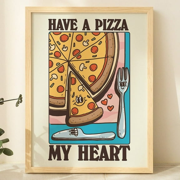 Kna Prints - Retro Food Print, Fun Kitchen Wall Art, Eclectic Wall Decor, Maximalist Dining Room Posters, Cafe Pizza Prints, Valentines Poster Unframed Poster, UNFRAMED-12x18