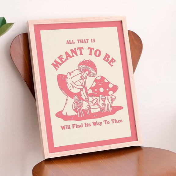 Poster Retro Frog Wall Print, Positive Quote Mushroom Illustration, A3 A4 A2 Prints, Large Trendy 70S Poster, Baby Pink Poster, Unframed - No Framed, Vintage Wall Art, Hot Trend!, 12x18