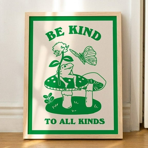 Poster Retro Frog Wall Print, Vintage Mushroom Illustration, A3 A4 A2 Prints, Emerald Green, Sapphire Blue, Neutral Orange Room Decor, Unframed - No Framed, Vintage Wall Art, Hot Trend!, 8x12