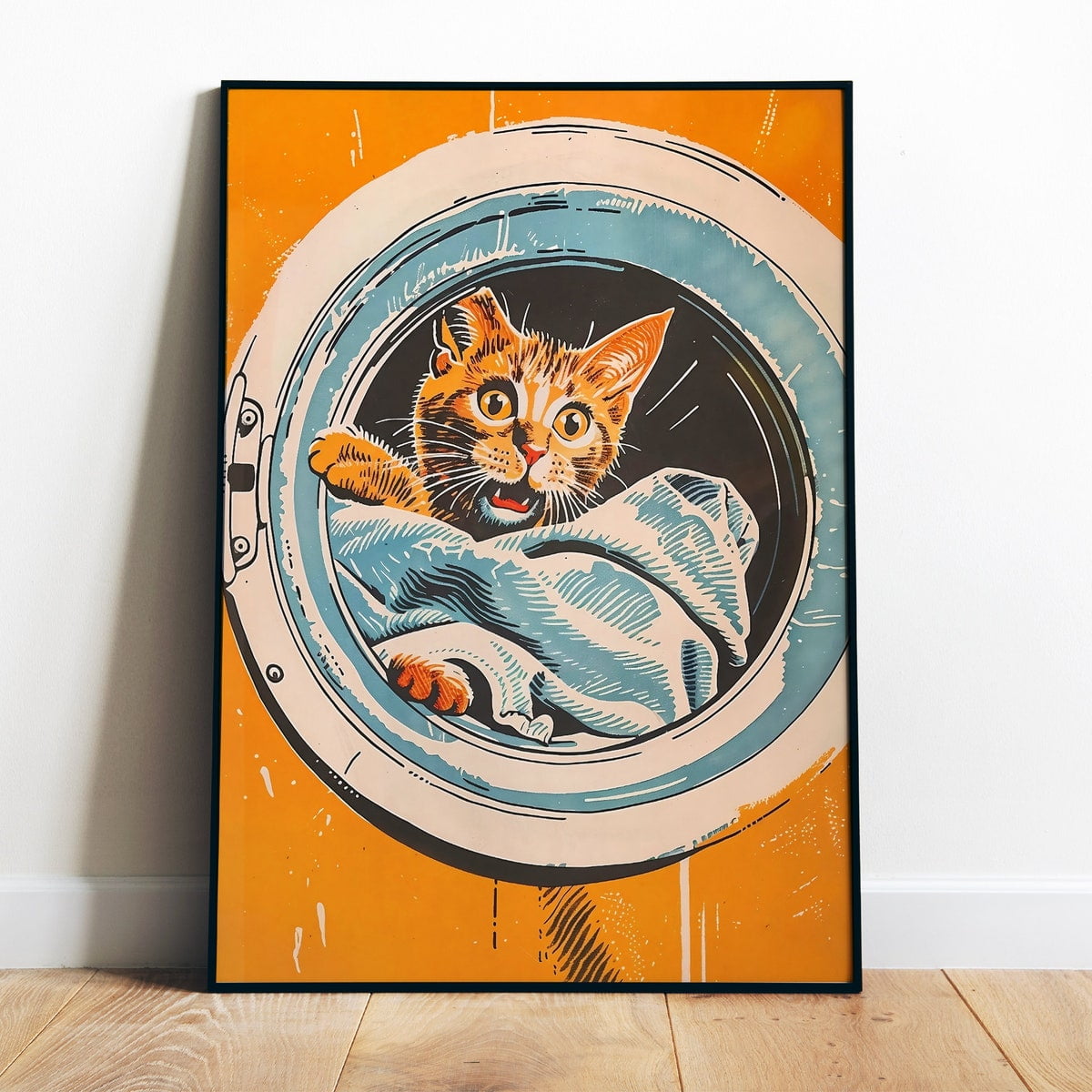 Poster Retro Funny Laundry Cat Poster Printable Laundry Wall Art