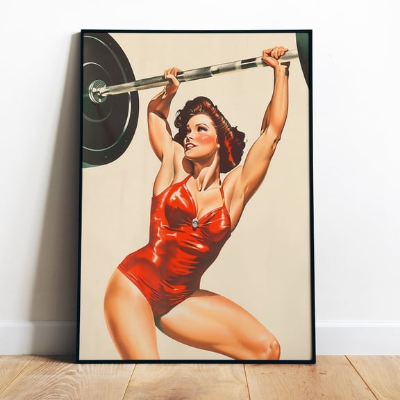 Poster Retro Gym Poster Printable Art For Gym Wall Art Digital Weightlifting Art Retro Poster Home Gym Wall Decor Bodybuilder Girl Poster Workout - No Framed, Vintage Wall Art, Hot Trend!, 8x12