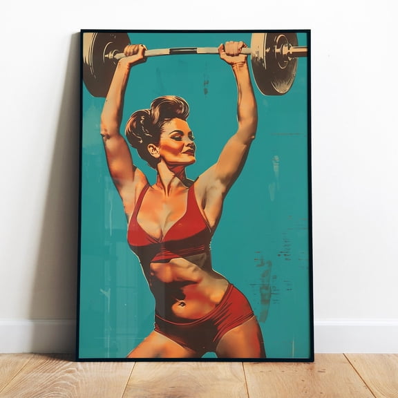 Poster Retro Gym Poster Printable Home Gym Wall Art Digital Weight Lifting Art Retro Poster Fitness Art Print Bodybuilding Print Strong Girl Poster - No Framed, Vintage Wall Art, Hot Trend!, 8x12