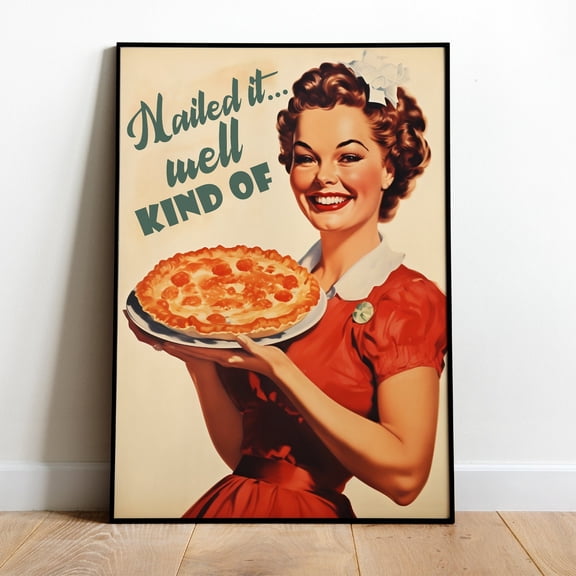 Poster Retro Kitchen Print Kitchen Wall Art Funny Retro Print 50S Style Poster Cooking Print Pie Print Kitchen Art Download Chef Gift Kitchen Quote Vintage Wall Arthot Trend! , Poster Print Only