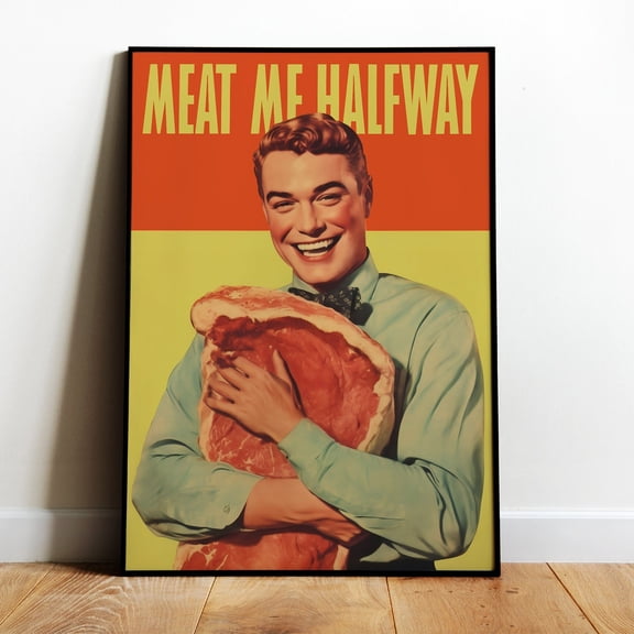 Poster Retro Meat Poster Digital Raw Meat Art Steak Poster Butcher Shop Art Retro Print Funny Kitchen Prints Vintage Kitchen Wall Art Funny Poster - No Framed, Vintage Wall Art, Hot Trend!, 12x18