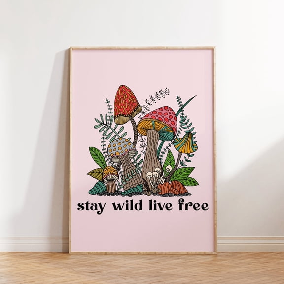 Poster Retro Wall Print Stay Wild Live Free Poster Retro Groovy Print Hippie Decor Print Art Able Prints 90S Print Vintage