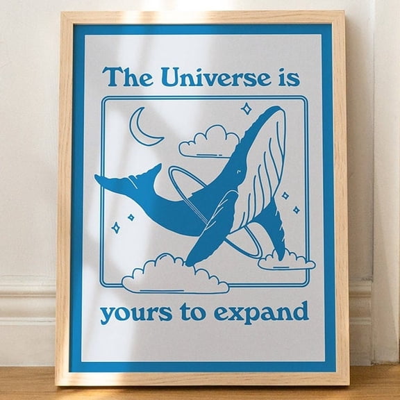 Poster Retro Whale Wall Print, Affirmation Quote Poster, Nautical Wall Art, Ocean Artwork, A3 A4 A2 Decor Gift, 70S Large Art Print, Blue, Unframed - No Framed, Vintage Wall Art, Hot Trend!, 24x36