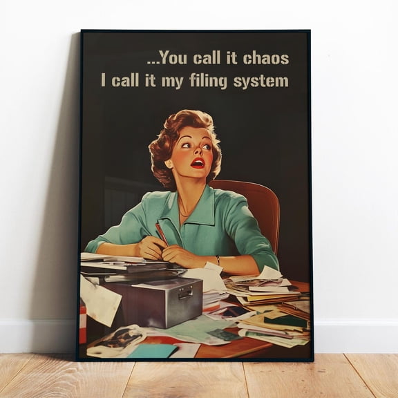 Poster Retro Woman Office Wall Art Printable Trendy Housewife Wall Art Sarcastic Quote Print Funny Work Poster Digital Print Work From Home Art - No Framed, Vintage Wall Art, Hot Trend!, 12x18