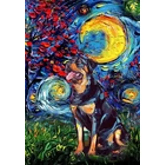 Poster Rottweiler Dog Starry Night Style Halloween Wall Art, Unframed Prints For Home Or Office, Perfect Gift For Everyone, 8x12