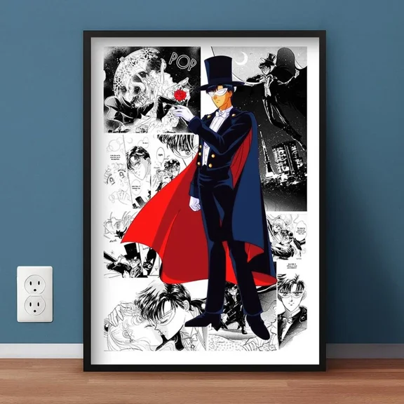 Poster Sailor Moon Tuxedo Mask Poster Print | Vintage Anime Japanese Wall Art 12X18, UNFRAMED