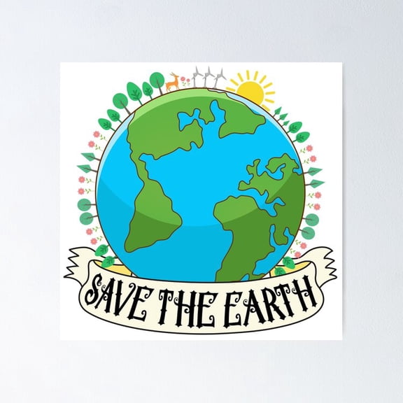 Poster Save The Earth Poster - No Framed, Vintage Wall Art, Hot Trend!, 8x12