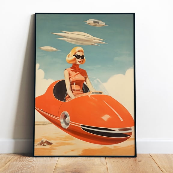 Poster Scifi Poster Flying Car Download 50S Wall Art Sci Fi Art Print Space Poster Retro Print 1950S Funny Posters Retro Scifi Art Retro Woman Art - No Framed, Vintage Wall Art, Hot Trend!, 8x12
