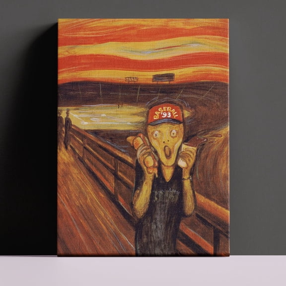Poster The Scream, Baseball, Van Gogh, Absurd Canvas Art, Living Room, Funny, Modern Art Prints Framed, Pop Culture Art, Surreal Painting, Abstract - No Framed, Vintage Wall Art, Hot Trend!, 8x12