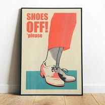 Poster Shoes Off Printable Funny Entryway Wall Art Retro Print No Shoes Please Download Entrance Sign Retro Poster Digital Mudroom Art House Rules - No Framed, Vintage Wall Art, Hot Trend!, 8x12