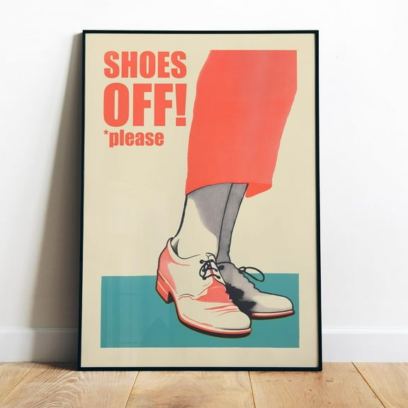 Poster Shoes Off Printable Funny Entryway Wall Art Retro Print No Shoes Please Download Entrance Sign Retro Poster Digital Mudroom Art House Rules - No Framed, Vintage Wall Art, Hot Trend!, 8x12