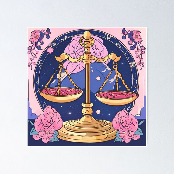 Poster Sign Of The Zodiac - Libra - No Framed, Vintage Wall Art, Trendy Retro Print, Positive Quote Poster, Room Decor, Wall Art, 8x12
