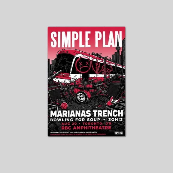 Poster Simple Plan Toronto Concert Poster, RBC Amphitheatre Show Print, Pop Punk Wall Art, Alternative Rock Fan Gift Decor WALL ART - HOME DECOR - 8X12, UNFRAMED