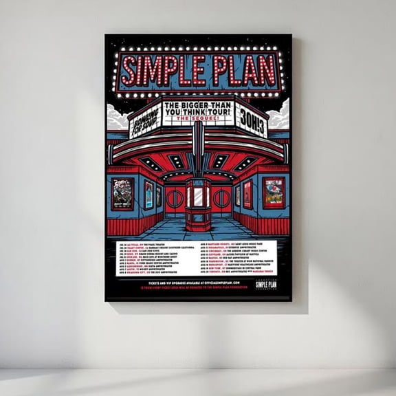 Poster Simple Plan Tour Poster, Pop Punk Concert Print, Alternative Music Wall Art, Music Lover Gift Artwork WALL ART - HOME DECOR - 8X12, UNFRAMED