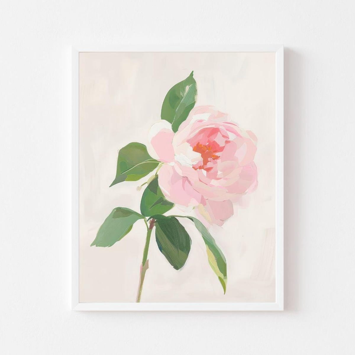 Poster Single Pink Rose Painting | Pastel Peony Flower Wall Art Print ...