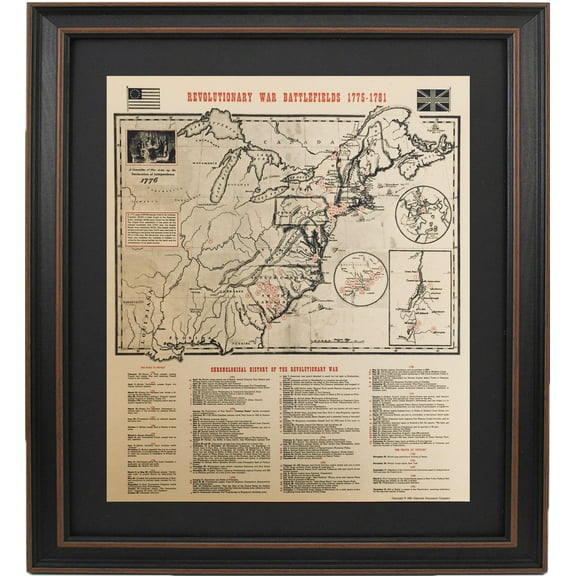 Poster Size Framed Revolutionary War Battlefields. Parchment Prints by Patriot Gear Company