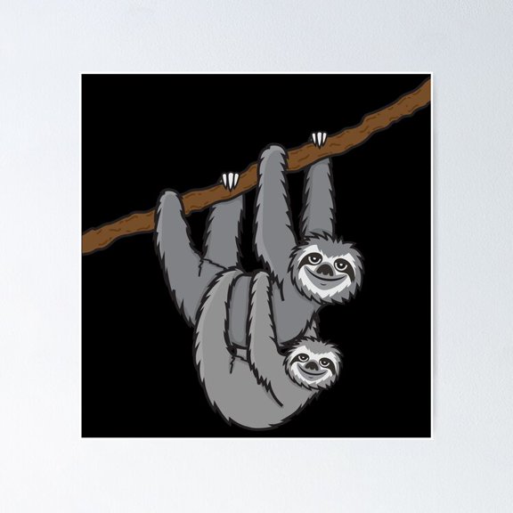 Poster Sloth Sloth - No Framed, Vintage Wall Art, Trendy Retro Print, Positive Quote Poster, Room Decor, Wall Art, 12x18