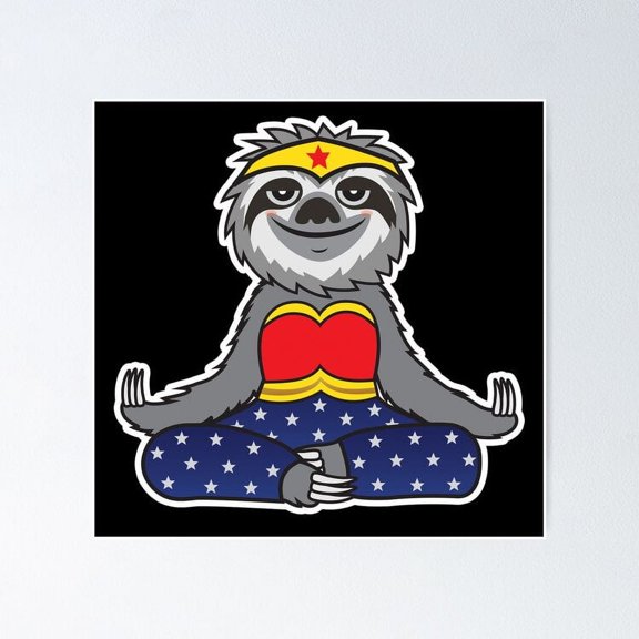 Poster Sloth Yoga - No Framed, Vintage Wall Art, Trendy Retro Print, Positive Quote Poster, Room Decor, Wall Art, 12x18
