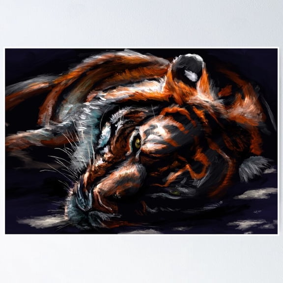 Poster Snoozing Tiger - No Framed, Vintage Wall Art, Trendy Retro Print, Positive Quote Poster, Room Decor, Wall Art, 24x36