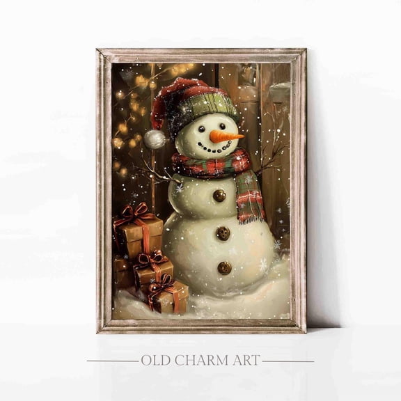 Poster, Snowman Wall Art, Winter Landscape, Decor, Snowman Poster, Winter Snowman Art, Wa217, Unframed Poster Size 12x18