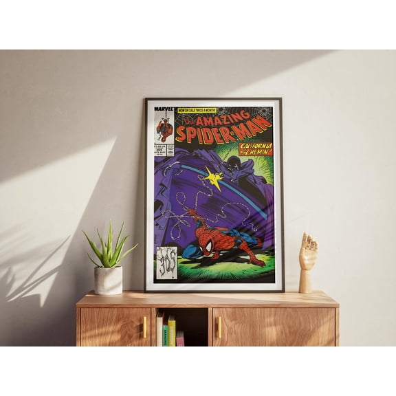 Poster Spiderman Comic Cover Art Poster, Semi-Glossy Print, Hero Wall Decor, Marvel Fan Gift, Superhero Art Classic Semi-Glossy Paper Poster 8X12, UNFRAMED