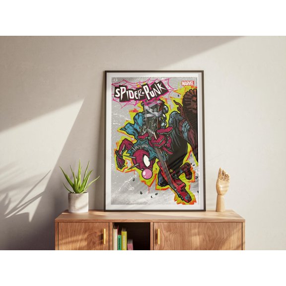 Poster Spiderman Punk Version Poster Art, Marvel Wall Decor, Superhero Print, Unique Gift Idea Classic Semi-Glossy Paper Poster 8X12, UNFRAMED