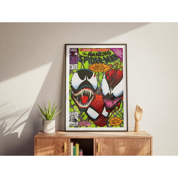 Poster Spiderman, Venom Comic Cover Art Poster, Semi-Glossy Print, Hero Wall Decor, Marvel Fan Gift, Superhero Artclassic Semi-Glossy Paper Poster 8X12, UNFRAMED