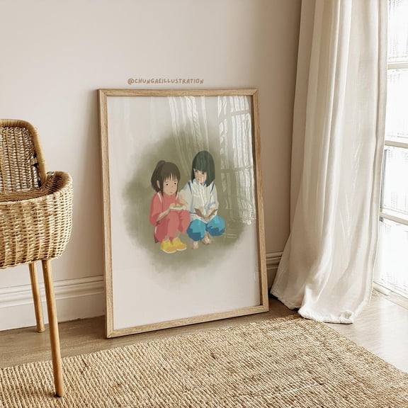 Poster Spirited Away Poster | Chihiro & Haku | Studio Ghibli Anime Art 8X12, UNFRAMED