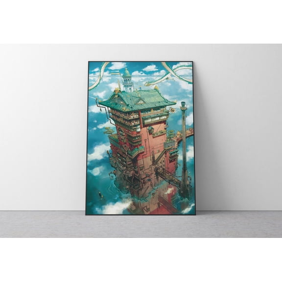 Poster Spirited Away Poster Studio Ghibli Home Decor Hayao Miyazaki Movie Poster Anime Wall Art Anime Studio Ghibli Print Japanese Movie Art 8X12, UNFRAMED