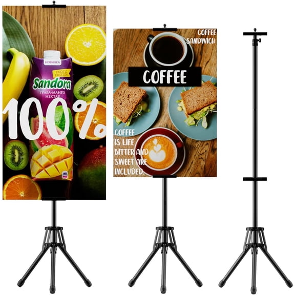 Poster Stands for Display - Floor Poster Board Holder Poster Display Stand Retractable Banner Stand Outdoor Sign Holder, Double-Side Tripod Height up to 80"（1pack）