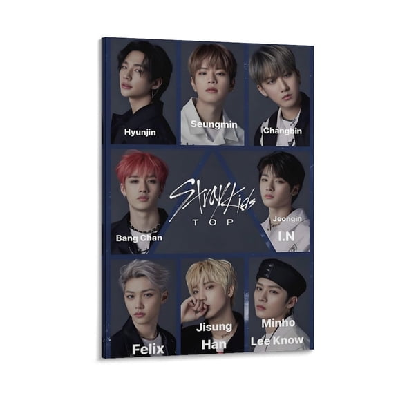 Poster Stray Kids Art Handsome Men's Team Room Aesthetic Poster Print Art Wall Painting Canvas Posters Gifts Modern Bedroom Decor 16x24inch(40x60cm)