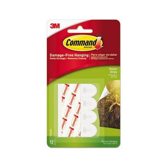 Poster Strips 5/8" x 1 3/4", White, 12/Pack