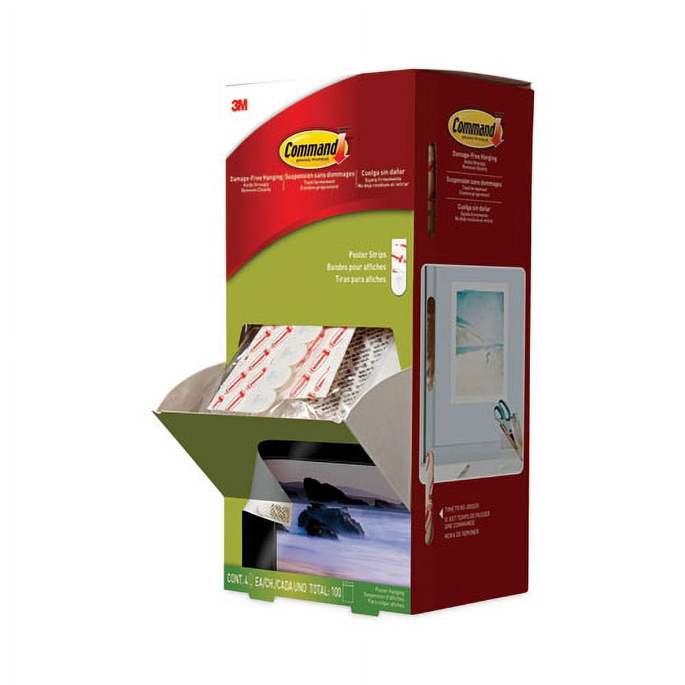 Poster Strips, Removable, Holds Up To 1 Lb Per Pair, 0.63 X 1.75, White, 4/pack, 100 Packs/carton | Bundle of 5 Cartons