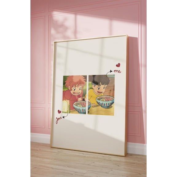 Poster Studio Ghibli Anime Poster, Hayao Miyazaki Decor, Ponyo Illustration, Wall Art Print 8X12, UNFRAMED