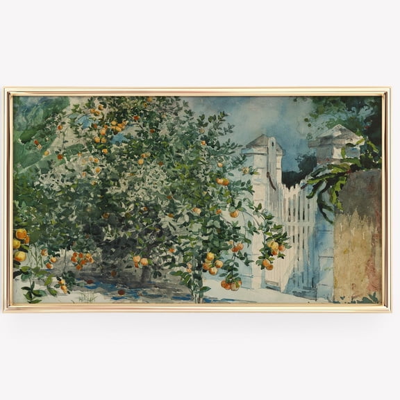 Poster Summer Frame Tv Art Summer Vintage Fruit Tree Print Spring Garden Watercolor Artwork French Impressionist Screensaver Vacation Home Painting - No Framed, Vintage Wall Art, Hot Trend!, 24x36