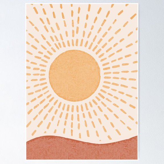 Poster Sunset - No Framed, Vintage Wall Art, Trendy Retro Print, Positive Quote Poster, Room Decor, Wall Art, 12x18